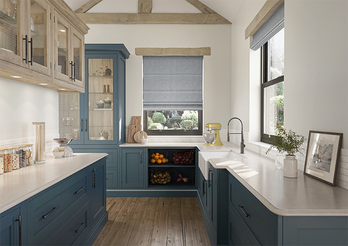 Delicate Chevron, Dark Blue - Motorised Roman Blind - Image 8
